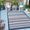 Carpeto Rugs Streifenmuster Outdoor Teppich Wetterfest für Balkon, Terasse - Balkon Teppich Wasserfest - Outdoorteppich Wetterfest - Aussenteppich Terrasse Groß - Grau Blau 2-140 x 200 cm