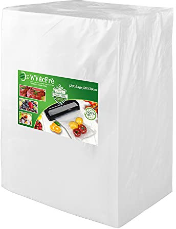 WVacFre 200 Beutel 20x30cm Vakuumier Beutel Vakuumbeutel für Lebensmittel,BPA-Frei Sous Vide Vakuumierbeutel Beutel für Vakuumierer und Folienschweißgeräte Geeignet