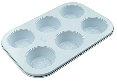 Tasty Muffin Tin with Sprinkled Structure, Baking Tray, 6 Muffins or Cupcakes, Traybake, Cake Mould, Non-Stick, Coated PFAS Free, Capacity Per Cup:100ml, 29x20x3cm, Light Blue