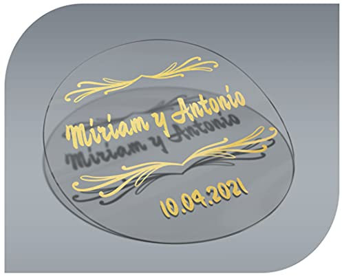 Autocollants vintage transparents personnalisables avec nom et date pour invitations à un mariage/un baptême/des fiançailles/une communion/un anniversaire/Noël et autres réceptions Modèle 2