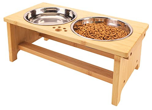 Erhöhte Hundenäpfe Medium, Unterlage Hundenapf Zum Füttern Von Futter Und Wasser, Hundenapf Erhöht Mit 2 Edelstahlschalen Von Nothing burger