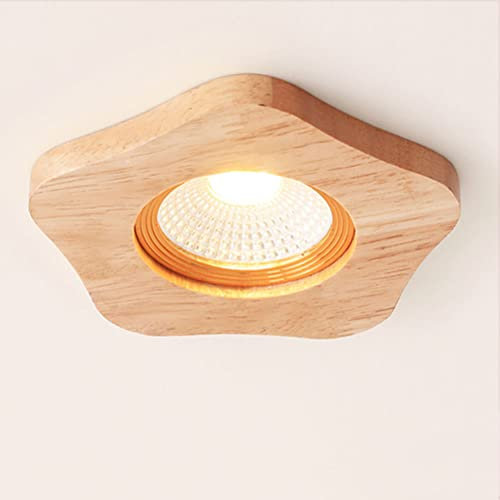 LED Holz Einbaustrahler Dimmbar, Deckenleuchte 7W Einbauspot Strahler(80-120 mm Bohrloch) Holz Deckenstrahler 3 Farbtemperaturen Modi Einbauleuchten Decken Spot für Wohnzimmer Flur Bad Küchen,Large
