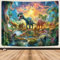 GOAOK Dinosaurier-Dekor-Tapisserie für Kinderzimmer, Jungen-Schlafzimmer, Jurassic Dino Wald, Anicient Animals Fairytale Wandteppich, Wandbehang für College-Wohnheim, Zuhause, lustige