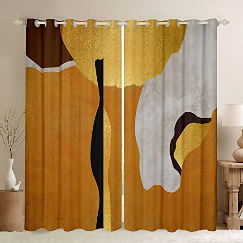 feelingyou Marmor Nordic Style 30% 50% Verdunkelungsvorhang, Boho Chic Gold Folie Fenster Vorhang, abstrakte ästhetische Dekor Mikrofaser Fenster Behandlung, XL Größe,Guter Schattierungseffekt