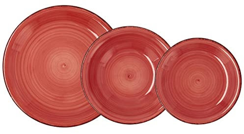 Quid Coral Vita Vajilla Cerámica 18 Piezas - 6 Personas Rojo