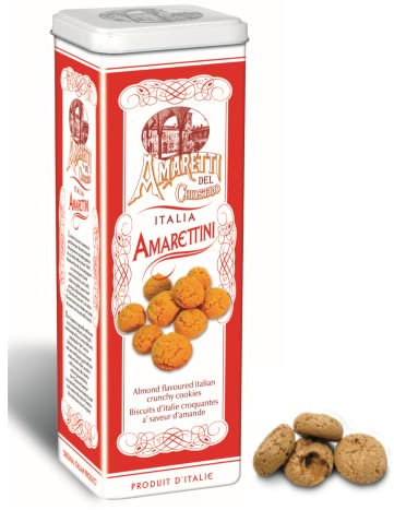 Chiostro di Saronno® | Amaretti del Chiostro® | Amarettini Croccanti Classici - 225 Gr | Scatole di Pasticceria | Confezione Amarettini Senza Glutine in Latta di Metallo