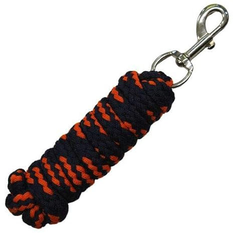 Brama West Führstrick Bicolour für Pferde, Ponys, Shetty, Esel - Anbindestrick mit Karabinerhaken - Anbindeseil - Länge 2m - Navy/orange