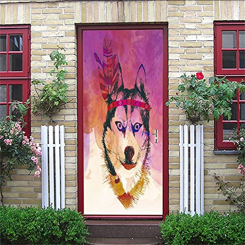 3D Innentür Türposter Tierischer Hund Türtapete Türaufkleber Türwandbild 80 X 200 Cm Selbstklebend Türfolie Poster Tapete Wandtattoo Tür Wandbild Aufkleber Schlafzimmer Bad Büro Hause Deko