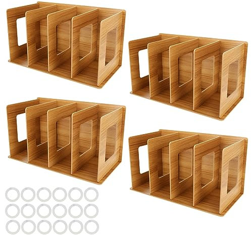 ZOFUN Chery Wood - 4 supporti per CD, 30 x 17 x 15 cm, con anelli di fissaggio in gomma, facili da montare, per CD, DVD, libri, riviste
