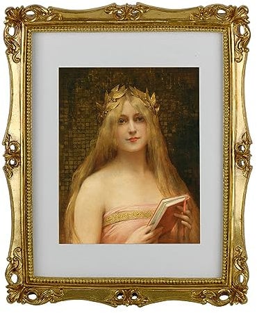 Funerom Vintage-Bilderrahmen mit Glasfront, kunstvoller Rahmen, antiker Bilderrahmen für Tisch oder Wandbehang, 28 x 35.6 cm, goldfarben