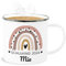 Emaille Becher Blechbecher - Einschulung Schulanfang Tasse - Regenbogen Schulkind 2025-300 ml - Weiß Silber - 2023 schulanfänger 2024 tassen namenstasse einschulung-schulkind name blech