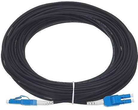 sourcing map 1Pcs 20Ft Single Mode Uniboot Duplex OS2 Armored Fiber Optic Patch Cable LSZH LC/UPC-LC/UPC Jumper Optical Black for Fiber Optic LAN Networks