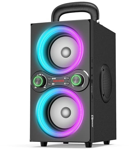 TPyesss Bluetooth Speakers, 80W(Peak) Wireless TWS Portable Bluetooth Speaker, Beat-Driven Lights, 100dB Loud Stereo Speaker with BassUp, Speakers with Subwoofer for Outdoor, Party, Camping