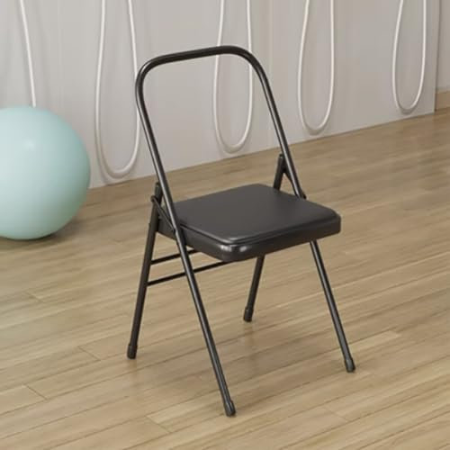 HEYBB Yoga-Klappstuhl, Metall-Hilfsstuhl, Verstärkter Tragbarer Rückenfreier Stuhl, 31,5 x 18,5 x 17,3 Zoll, Schwarz