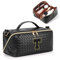 Grande Trousse de Maquillage Voyage: Personnalisé Lettre Trousse de Toilette Voyage - Portable Trousse à Maquillage Femme avec Bandoulière - Noir T