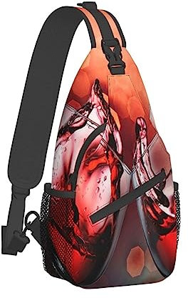 SJOAOAA Zaino a tracolla con ananas, antifurto, a tracolla, per sport all'aperto, viaggi, escursionismo, per uomini e donne, Vino rosso Bicchiere Cheers, Taglia unica