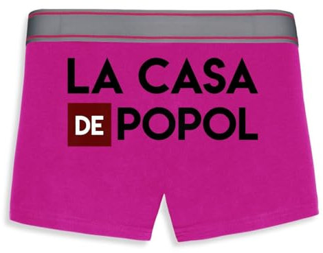 Boxer Homme Humour La CASA de popol - Imprimé en France - Caleçon Homme Drole et Rigolo - Cadeau Humour Anniversaire Original (Rose, L)