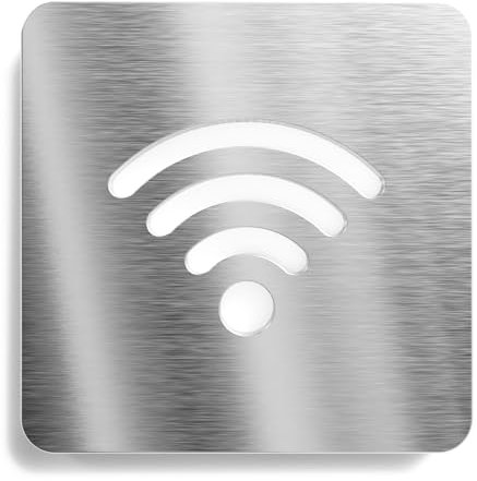 Urhome Hinweisschild WLAN WiFi aus V2A Edelstahl - Laserschnitt Gravur Türschild - Schild für Wand Tür - Internet Infoschild für Innen und Außen