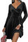 Femmes Robe Col V Manches Longues Sexy Robe Elegant Mini Robes Casusl Taille Haute Automne Hiver