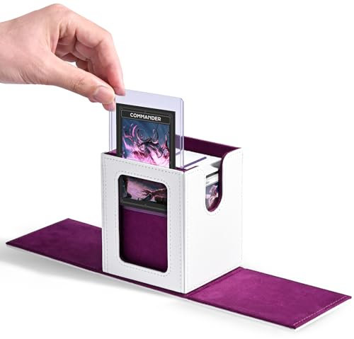 ZLCA MTG - Caja de almacenamiento con ventana Magic Commander, caja de almacenamiento para tarjetas de béisbol, puede contener 100 juegos dobles de tarjetas, caja de almacenamiento de tarjetas