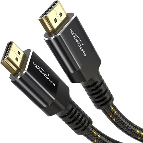 KabelDirekt – Cable HDMI 2.1 8K/4K – 1m – Conectores Metálicos Antichoque y Diseño Trenzado (8K@60Hz, Ultra Alta Velocidad/48G, Última Generación, Ideal para PS5/XBO, Monitor/TV/Proyector, Negro)