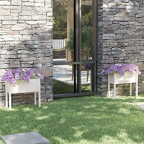 Chaduof Jardinières 2 pcs Blanc 70x31x70 cm Bois de pin Massif,Jardiniere sur Pieds,Jardiniere Terrasse