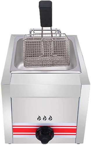 LJCSSD 10/20/30L Gas Fat Fryer,Stainless Steel LPG Fryer For Home And Commercial,LPG Countertop Gas Fryer Deep Fat Fryer With Baskets,Adjustable Firepower,A