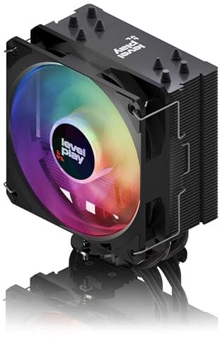 Levelplay Combat CA4 Luftkühler – TDP 200 W, 4 Direktkontakt-Heatpipes, kompakter Kühlkörper, 120 mm ARGB Gen 2 CF120-Lüfter (PWM), Push-Pull aufrüstbar, AMD- und Intel-CPU-Sockel-kompatibel – Schwarz