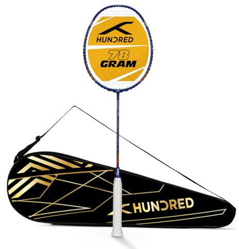 HUNDRED Glory Limited Edition Strung Badminton Racket | Unisex | Material: Carbon Fibre | with Full Racket Cover