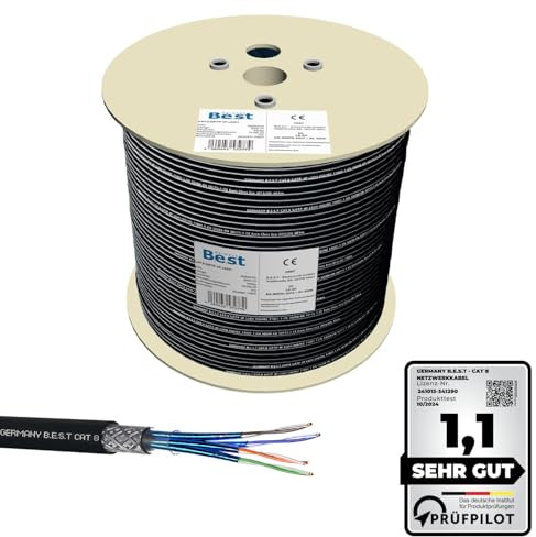 Germany B.e.s.t 500M CAT 8 Erdkabel Netzwerkkabel Outdoorkabel Kupfer LAN Kabel Ethernetkabel S/FTP 40 Gbit/s Kat 8 reines Kupfer Datenkabel PoE++ LSZH Datenkabel Simplex