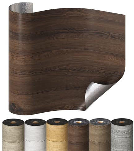 Selbstklebende Holzoptik Vinylboden, Verdickter PVC Bodenbelag, Vinyl-Fußböden Bodenfliesen Wasserfest, Langlebig für Wohnzimmer, Schlafzimmer, Büros 60x1000cm Dunkelbraun 2er-Pack