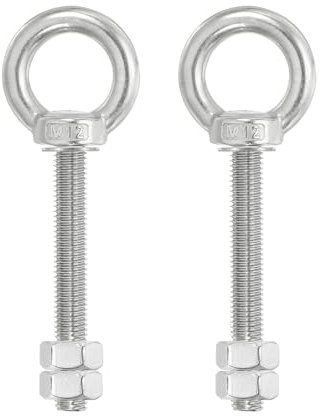 PATIKIL Boulons d'Œil d'Épaule de Levage 2 Pcs M12x80 Boulon à Vis en Acier Inoxydable 304 Anneau d'Épaulement Boulon à Œil à Vis Filetée avec Écrous Doubles Fixés pour Levage Suspendu