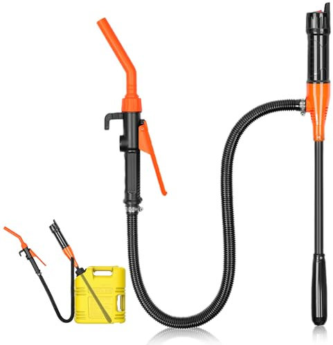 Pompe à essence électrique à piles - Pompe à siphon - Pompe à batterie - Pompe à bidon - Pompe d'aspiration automatique pour essence (orange)