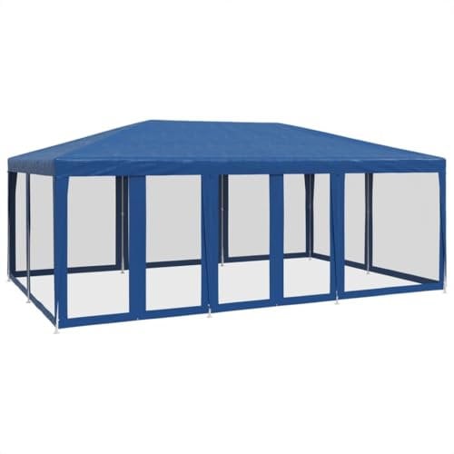 vidaXL Tente de fête avec 10 parois latérales en Maille Bleu 6x4m PEHD, Tente, Tente à baldaquin, auvent de Gazebo, Tente de Gazebo, Tente de Jardin