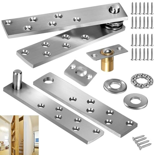 Bisagra de puerta oculta, bisagras pivotantes de acero inoxidable, bisagra pivotante de puerta giratoria, herrajes resistentes, rotación de 360°, bisagras de puerta ocultas máxima de 300 libras para