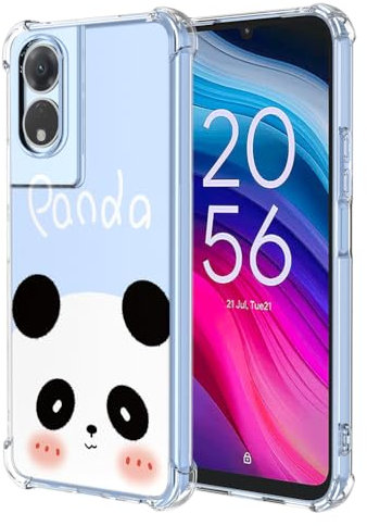 SEAHAI Coque pour TCL 505, Ultra Mince Élégant en Silicone Souple Fleurs Colorés Housse Brillante Antichoc, Transparent TPU Gel Étui - Panda