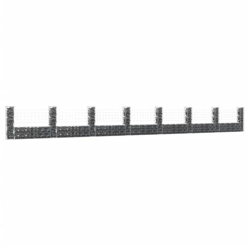 Hardware, Zäune und Barrieren, Zaunpaneele, U-Form, Gabionenkorb mit 8 Pfosten, Eisen, 860 x 20 x 100 cm