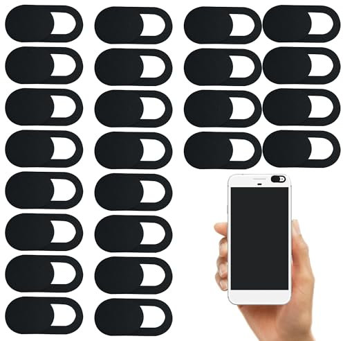Gaaines 25 Pcs Laptop Camera Cover Slider, Phone Camera Cover for Privacy and Security, Ultra Thin, Black, Compatible with Laptop, Desktop, PC, Tablet, Smartphone