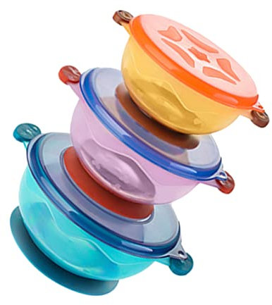 RORPOIR Ensemble De 3 Bols Pour Bébés Avec Couvercles Pour Tout-petits Sans Design Compatibles -
