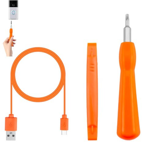 Ring Doorbell Screwdriver Charging Cable Replacement Set with Charging Cord, Double-Ended T6 T15 Torx Screwdriver for Video Doorbell 2 3 Pro Elite Plus Peephole Cam