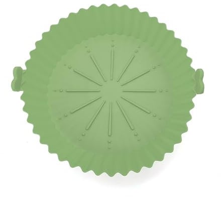 Set di teglie da forno in silicone per friggitrice ad aria, antiaderente, resistente al calore, multicolore, stampi rotondi per friggitrice ad aria, forno, microonde, 16 misure e colori (erba verde,