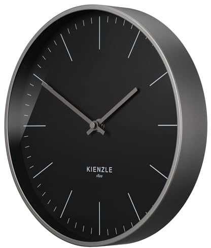 Kienzle Funkwanduhr Modern 25 cm geräuschlos mit DCF-Signal, Stahlrahmen, anthrazit