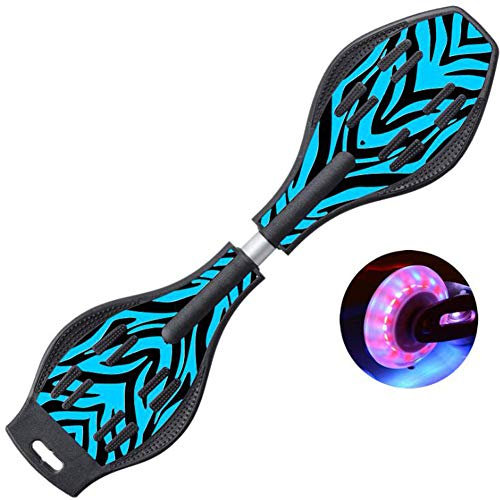XIUWOUG Street Surfing Waveboard | Double Wheel Scooter Caster Board Mit LED-Blitzrad | Bis 200 Kg | Anti-Rutsch-Schlangenbrett Geeignet Für Kinder Und Jugendliche Anfänger Skateboard,11,83CM*23CM*9CM