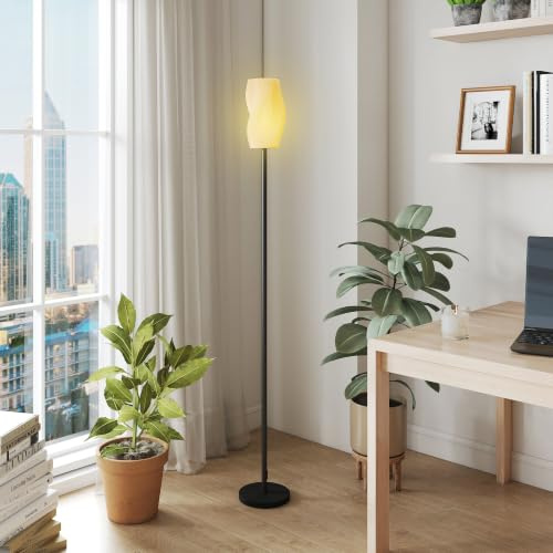 HOMCOM Floor Lamp for Living Room 3D Printed, Modern, Without Light, White | Standing Lamp with Flowing Curved Shade & Foot Switch, Tall Pole Lampshade for Bedroom, Office, E27 Holder, 25W Max
