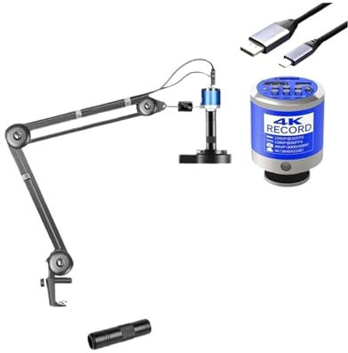 TIEOAXFT 4K 48MP Electronic Digital Microscope for Soldering 150X Lens With HDM/I USB-C Mount Industrial Microscope Camera for Repair PCB(4K 48MP HDMI USB Kit)