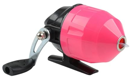 KiBcsLic Moulinet de Pêche Rotatif Fermé Mini Moulinet Compact à Lancer Roue de Pêche avec Ligne Intégrée Accessoire de Pêche Léger et Solide Fonctionnement, Rose