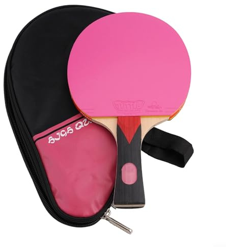 FL Longue poignée pour pagaie de ping-pong, batte en bois 7 plis pour un contrôle fort et une vitesse rapide, adaptée pour les jeux offensifs et défensifs (rose)