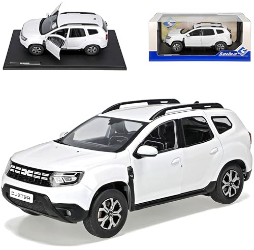 alles-meine.de GmbH Dacia Duster II Weiss SUV 2. Generation 2018-2024 Modell Ab 2022 1/18 Solido Modell Auto mit individiuellem Wunschkennzeichen
