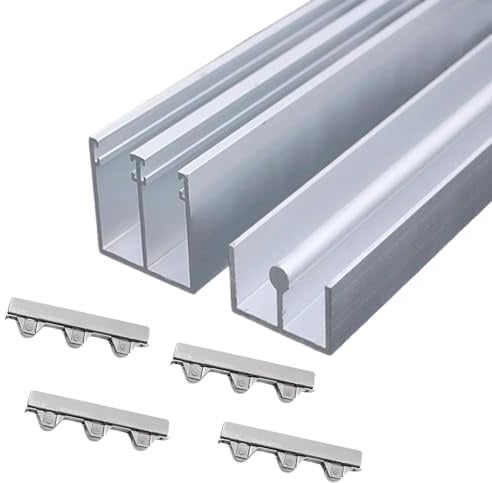 Reparatur von Schiebetürschienen aus 8 mm Aluminiumlegierung, leichtgängige Schiene, robuste und leise Rollen for Schränke/Regale/Küchen(120cm)