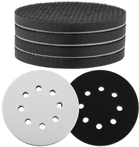 Larrel 5 Stück 5-Zoll-Schleifpads mit 8 Löchern, Schaumstoffpads Schleifpapier 125mm Klett für Exzenterschleifer, stoßdämpfende Polster, Klett-Schleifpads für Exzenterschleifer